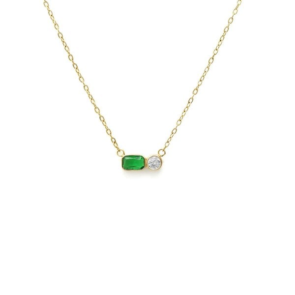 Say It With May Emerald Birthstone Necklace - Yellow Gold Plated