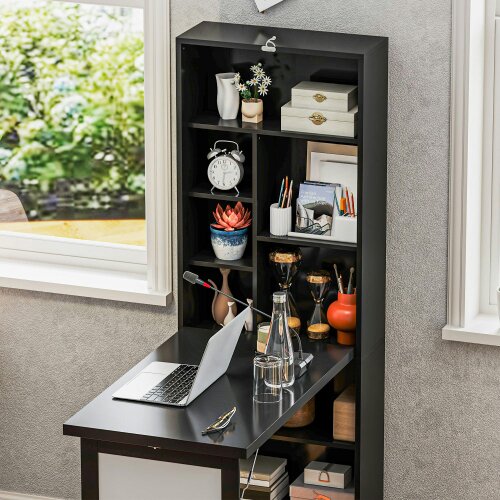 Wyld Haus Elrika 98cm Black 3 Section Work Desk With Writing Board And Storage