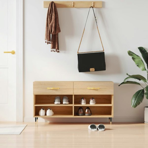 Berkfield Shoe Bench Sonoma Oak 102x35x55 cm Engineered Wood
