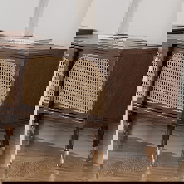 Kirsten Rattan TV Stand, Rubber Wood-Rit Concept-Rit Concept