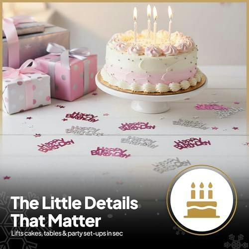 14g Pink and Silver Happy Birthday Confetti Table Scatter for Birthday Party Decorations image 5