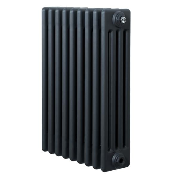 Traditional anthracite grey 4 column radiator, 600 x 425mm, featuring a sleek, smooth finish and a compact design for efficient heating