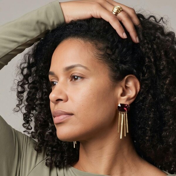 Uchi & Soto Shikaku Brown Stone Tassel Earrings