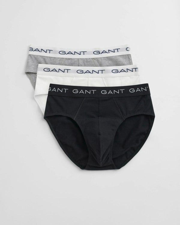 GANT 3-Pack Mens Logo Waistband Briefs - 94 Light Grey Melange