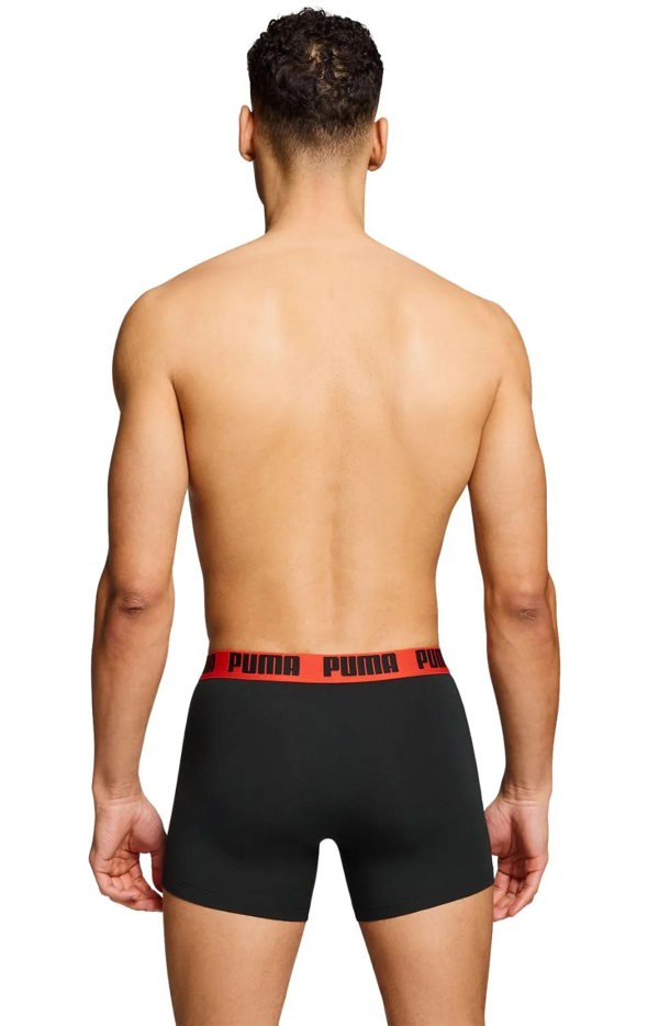 Puma 2-Pack Basic Boxer Briefs, Black/Grey w/ fierce red