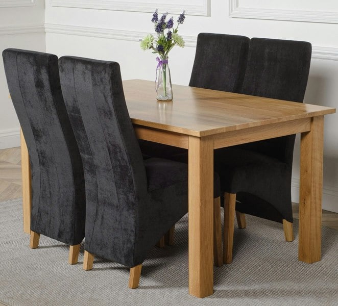 That's Furniture Oslo 150 x 90cm Medium Oak Dining Set with Lola Fabric Chairs