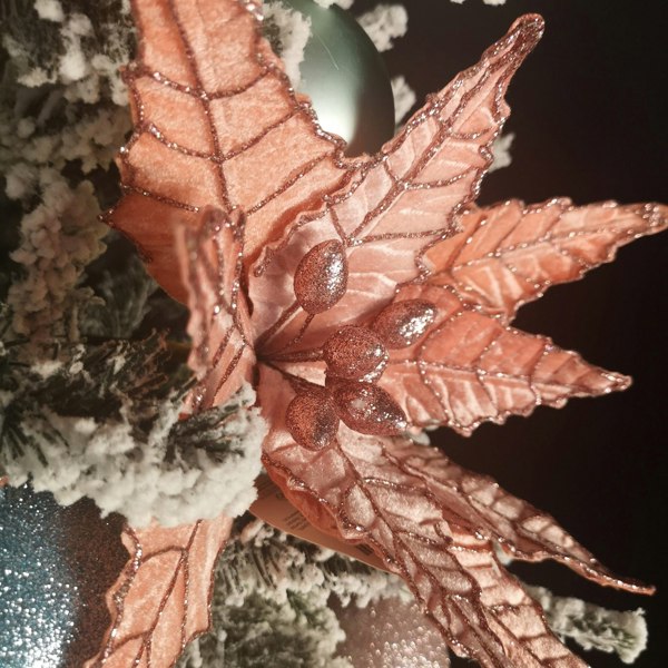 Samuel Alexander 68cm Frosted Light Coral Pink Poinsettia Stem Christmas Decoration