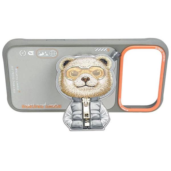 Nimmy Friends Nimmy Cool & Cute 2.0 Bear Case with MagSafe Stand for iPhone 17 Pro 6.3" Grey Orange - N-YJKM-CXZJZH-IP17-PRO-011-A