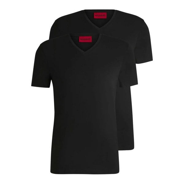Hugo Boss Mens V Neck Slim T-Shirt (Pack of 2) - Black