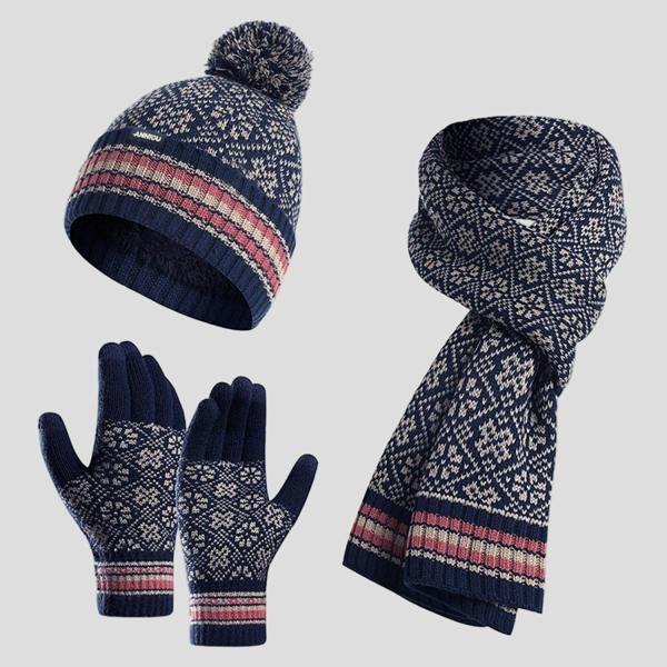 Anniou Knitted Beanie, Scarf and Gloves Set