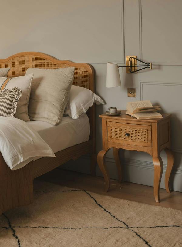 Statement Furniture Louis Bedside Table with Rattan Cane Drawer