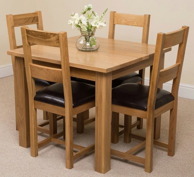 That's Furniture Oslo 90 x 90cm Small Square Oak Dining Set with 4 Lincoln Oak Chairs