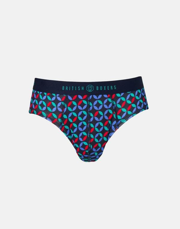 British Boxers Multipack! 4 Pairs of Men's Bamboo Briefs - Minimalist Geometric