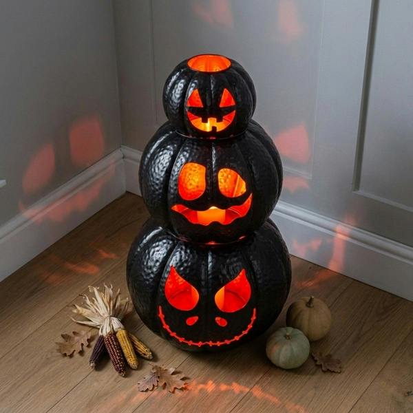 Garden Greatness Spooky Glowing Stacked LED Pumpkins