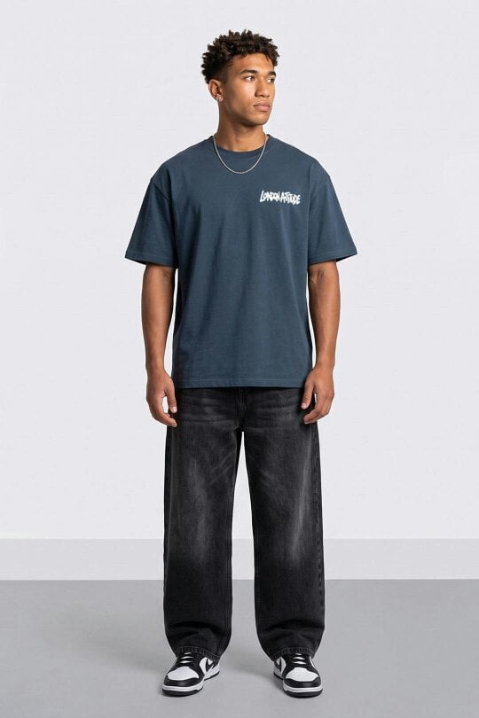 London Attitude Oversized Heavyweight City Graffiti Graphic T-Shirt