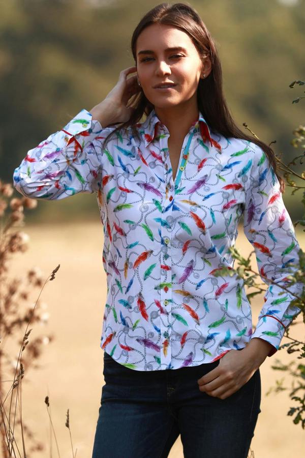 FEATHERS AND CHAIN WOMENS PRINT SHIRT - Premium Men's Patterned Shirt by Claudio Lugli | Bold Design, Tailored Fit, Best Printed Shirts
