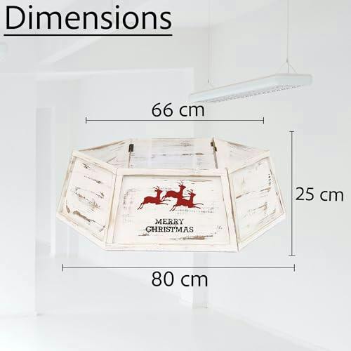 31.5 Inch Wooden Hexagon Christmas Tree Collar in Distressed White Finish image 4