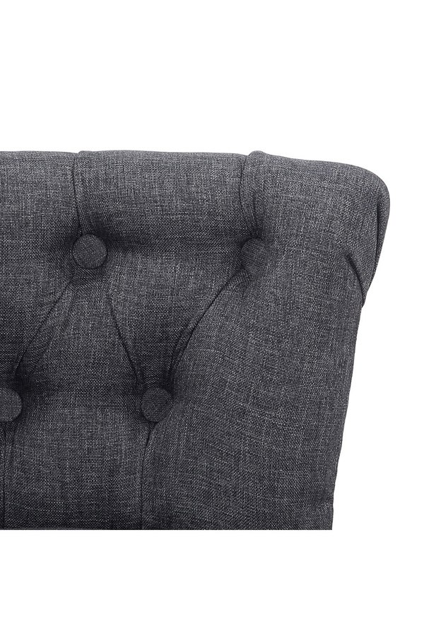 Living and Home Grey Linen Button Tufted Upholstered Stool for Dressing Table