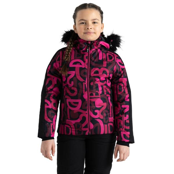 Dare 2B Girls Ding Graffiti Ski Jacket - Pure Pink/Black - 