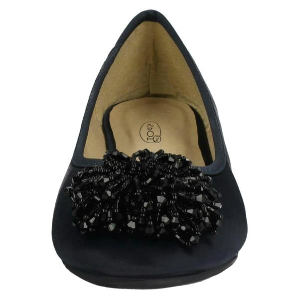 Spot On Ladies Spot On Beaded Ruffle Vamp Flat Ballerina