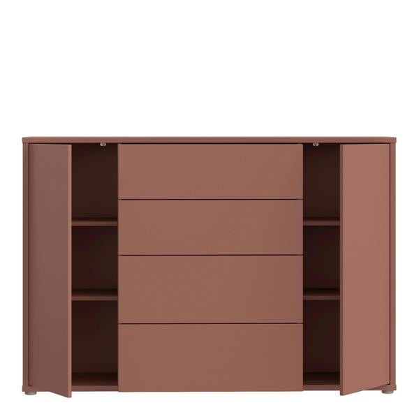 Furniture To Go Alice Springs Wide Sideboard with 4 Drawers & 2 Doors with Push-to-Open in Terracotta