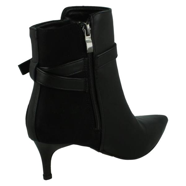 Spot On Ladies Spot On Mid Heel Ankle Boots with Buckle Strap and Back Panel