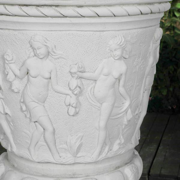 Giant Stone White Harvest Design Round Vase Planter 3.94' Tall 