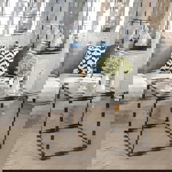 Rafaelo Mobilia Square Glass Coffee Table With Black Legs