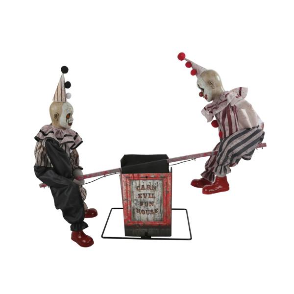 Samuel Alexander 91cm Tall See Saw Clowns Animated Halloween Decoration Prop with Red Glowing Eyes