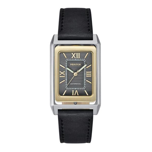 Heritor Automatic Esteban Leather Band Watch - Black/Gold/Silver - HERHS4202