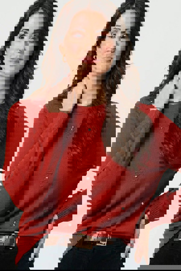 Orange | Floral Gemstone Embellished Jumper
