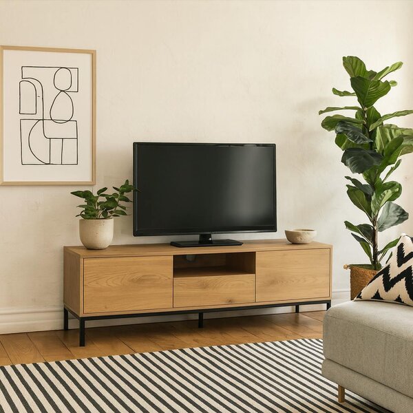 Wyld Haus Galway 140cm Wild Oak TV Unit 2 Doors 1 Drawer 1 Shelf