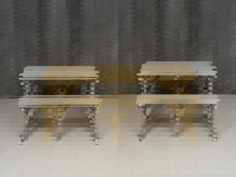 Aspen Rounded Picnic Table and Benches Set - Wooden Outdoor Dining Set for Gardens and Patios