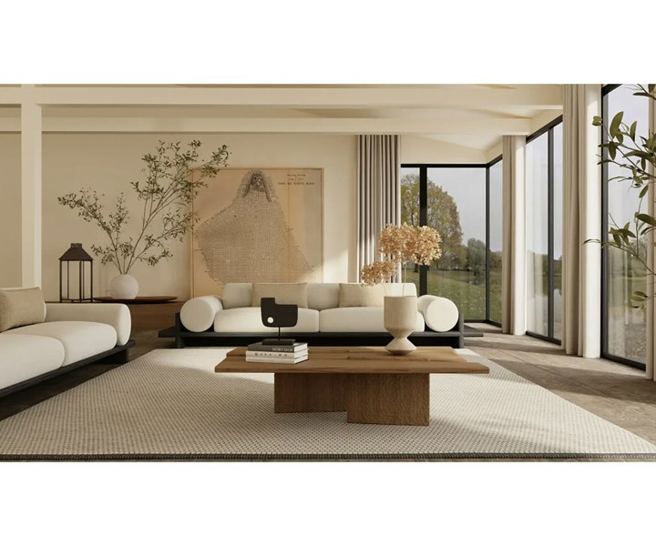 Modern sofa perfect for entertaining with a spacious design.