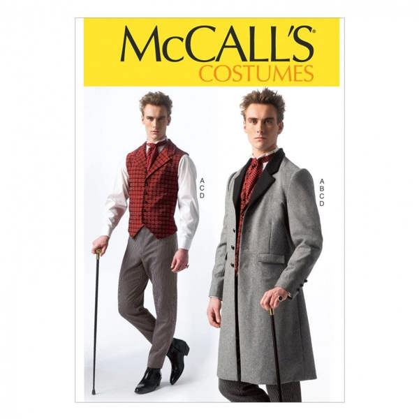 McCalls 7003 Paper Sewing Pattern – Men's Waistcoat, Jacket, Trousers, Suit & Tie, Size S-XXL, Intermediate