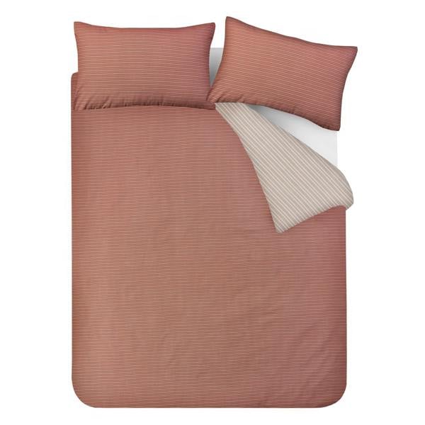 Smart Living Luxury Super Soft Reversible Pinstripe Duvet Cover Set- Rust