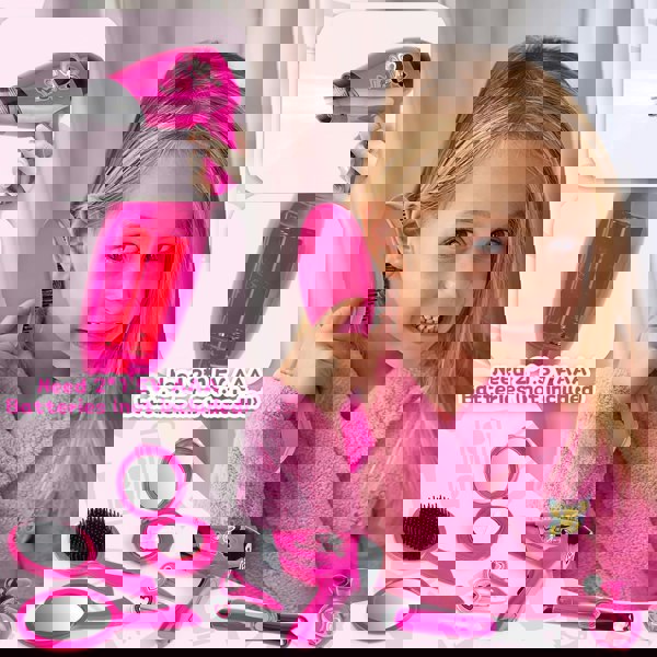 deAO Toys Hairdressing and Vanity Handbag Beauty Set Girls Styling Pretend Makeup and Hair Accessories Playset