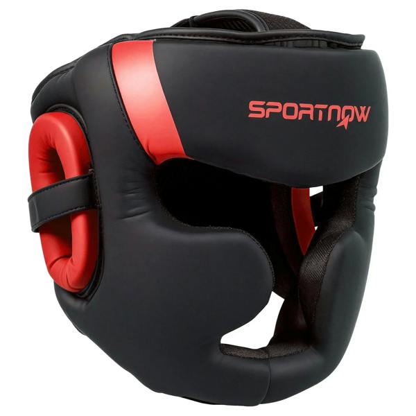 SPORTNOW boxing headguard in red and black with adjustable strap for sparring