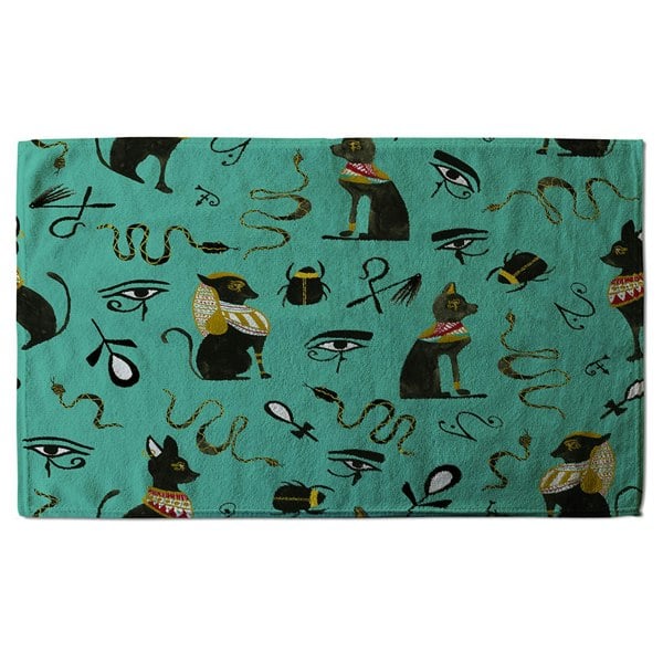Benjamin Tate Design Hand Painting Abstract, Ancient Egypt Horus Eye Signs (Bath Towel)