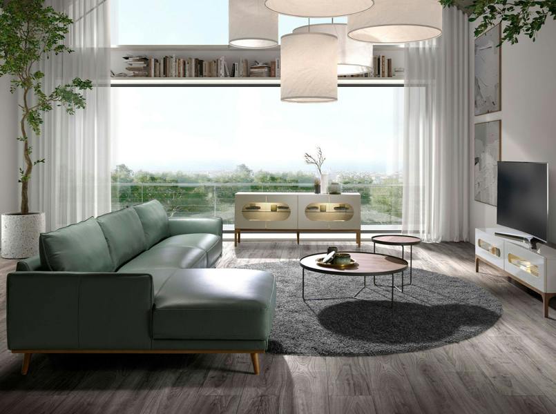Angel Cerdá Corner sofa in green leather 6199/6200