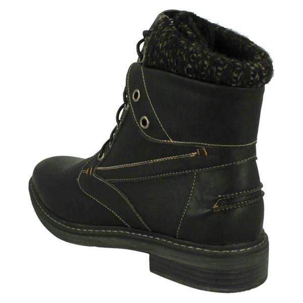 Spot On Ladies Spot On Knitted Cuff Ankle Boots F4447