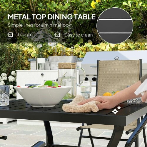 Wyld Haus Yodiro 4 Seater Cream Mesh and Steel Frame Dining Patio