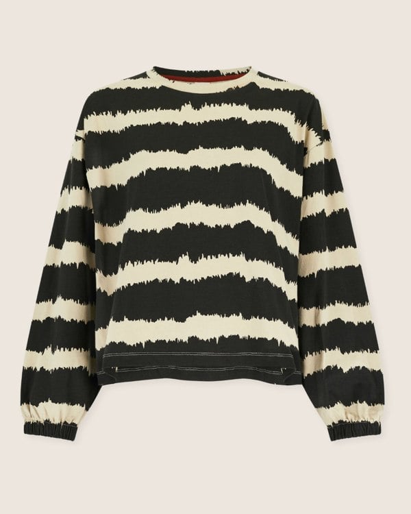 azo free Ivy Black Wavy Stripe Print Sweatshirt- image 2