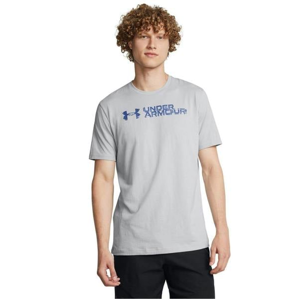 Under Armour Mens Sliced Chest Logo Regular T-Shirt - Light Grey - 