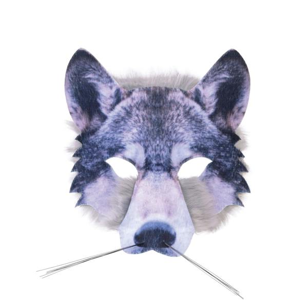Bristol Novelty Unisex Adults Realistic Wolf Face Faux Fur Mask - Grey - 