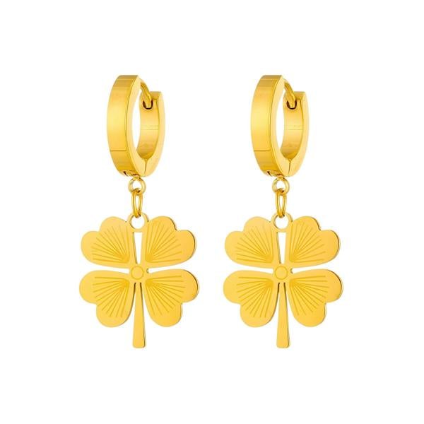 Serafina Phoebe Earrings - 18K Gold Plated Four Leaf Clover Drop Hoop Earrings