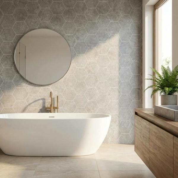 Britwall Dark Grey Hexagon PVC Shower Panel Matt Finish – Dark Grey