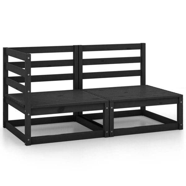 Berkfield 2 Piece Garden Lounge Set Black Solid Pinewood