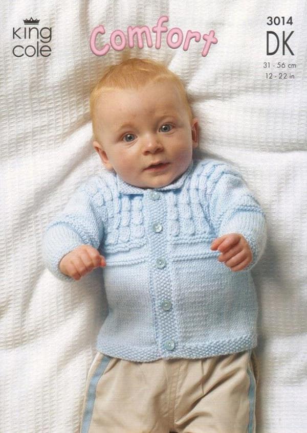 King Cole Comfort Knitting Pattern 3014, Jackets, Tops, Slipovers, Sweaters for Baby, Premature - 12 Months - Intermediate
