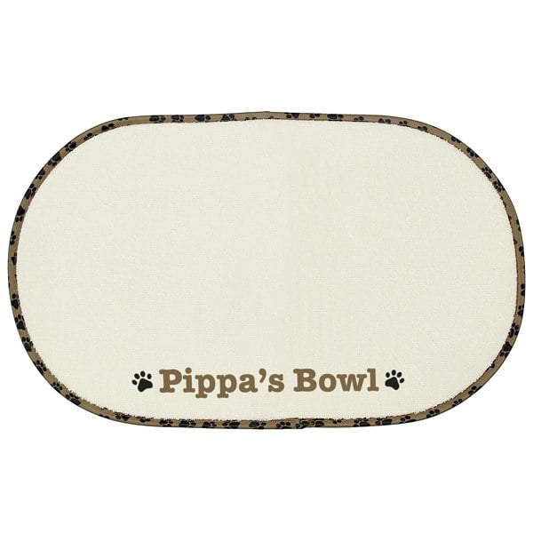 Personalised Memento Company Personalised Microfibre Paw Print Pet Bowl Mat